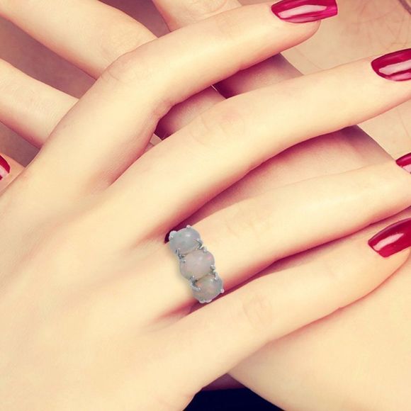 Ethiopian Welo Opal 3 Stone Ring Size 8 - Picture 4 of 9